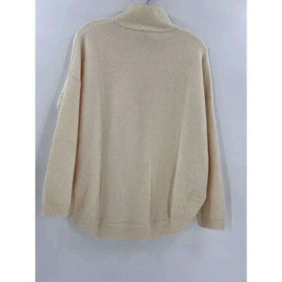 WYNNE LAYERS MARLA WYNNE SOFTKNIT MOCK-NECK IVORY CABLE KNIT SWEATER XSMALL EUC - Picture 6 of 10